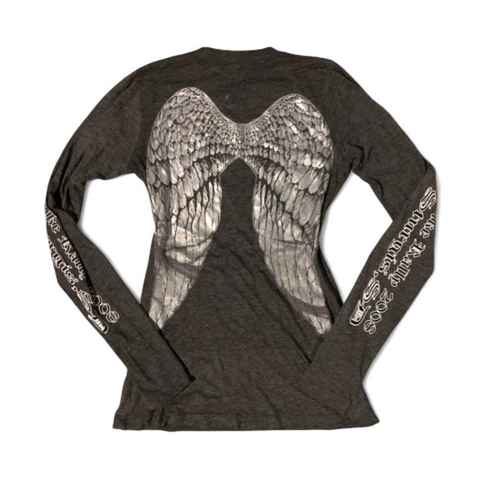 Sturgis 2008 Y2K Grunge Fitted Long Sleeve Angel Wings Small